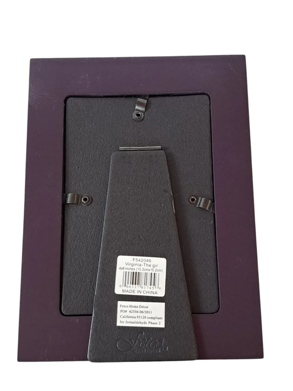 Fetco The Girls Picture Frame Purple with Rhinestones 4 x 6 inches